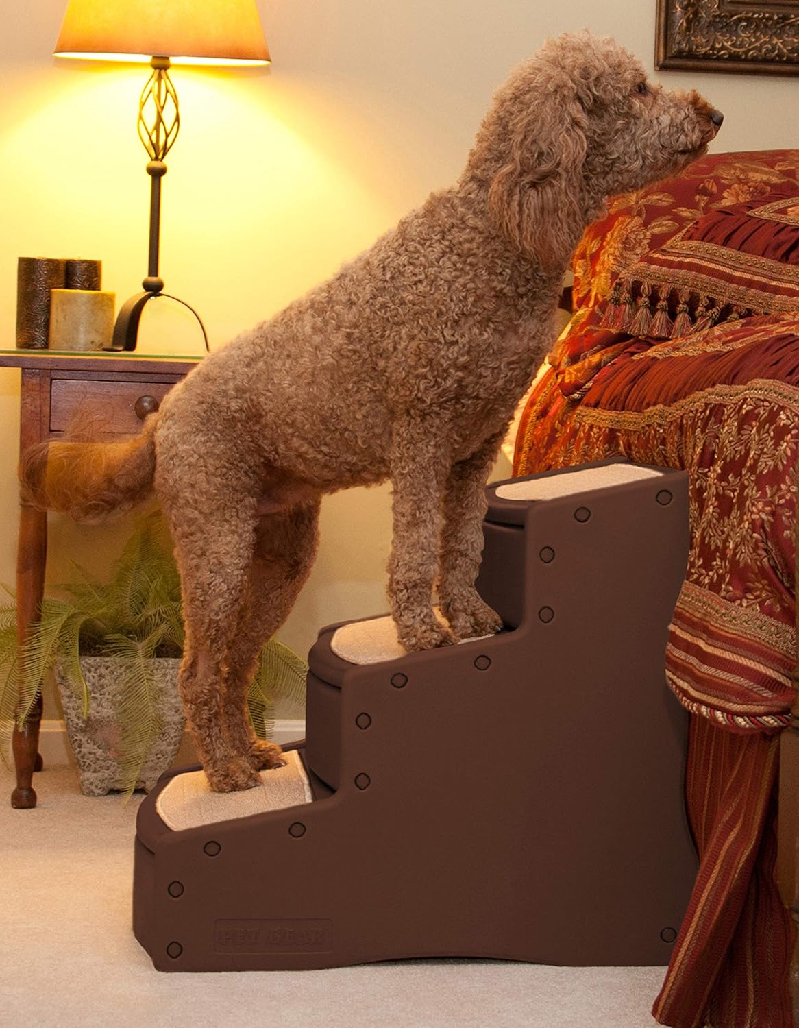 Pet Gear Easy Step III Extra Wide Pet Stairs, 3-step/for cats and dogs up to 200-pounds, Tan : Large Dog Steps : Pet Supplies