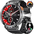FOXBOX 1.85" IPS Ultra Screen Smartwatch with LED Flashlight for Android iOS, 55mm Military Smart Watches for Men, IP68 Waterproof, Make/Answer Call, 24H Heart Rate, 730mAh, 100+ Sports