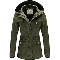 Lock and Love LL WJC643 Womens Pop of Color Parka Jacket S Black