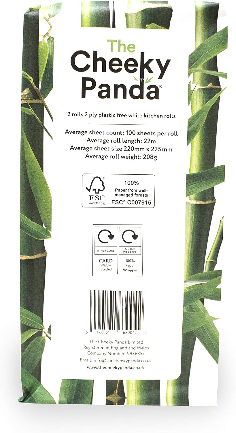 The Cheeky Panda Bamboo Kitchen Roll, White, 2 Count (Pack of 1) - Image 3