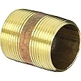 Anderson Metals 38300-2020 Red Brass Pipe Fitting, Nipple, 1-1/4" x 1-1/4" NPT Male, 2" Length