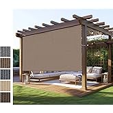 Outdoor Roller Shade for Patio, Exterior Cordless Blinds Patio Shades Roll Up Outdoor Blinds Screen for Porch Gazebo Pergola Backyard Privacy Protection,UV Sun Block Fade-Resistant 10ft Wide x 8 H