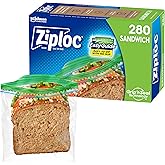 Ziploc Sandwich and Snack Bags with EasyGuide Texture, Plastic Storage Bags with Grip 'n Seal Technology, 280 Bags Total