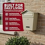 ZENO Post Box Wall Mounted Waterproof Large Outdoor Mailbox Beige view 4