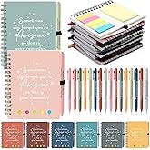 Resurhang 24 Set Employee Appreciation Day Gifts for Social Worker Coworker Team Staff Thank You Inspirational A6 Spiral Notebook Planner with Sticky Note Ballpoint Pen for Office Teacher (Light Color)