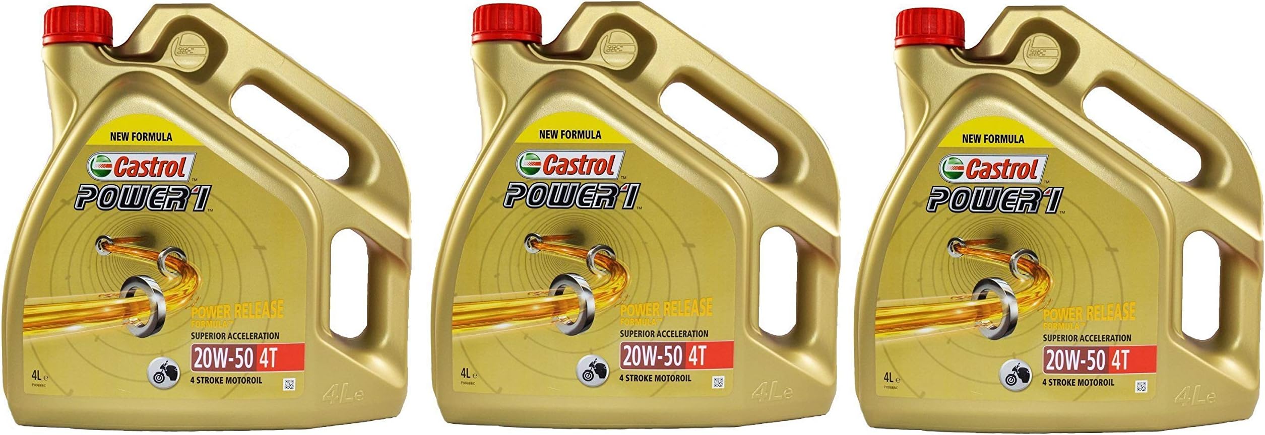 Castrol POWER 1 4T 20W-50 Semi-Synthetic Motorcycle Engine Oil, 12 Litres