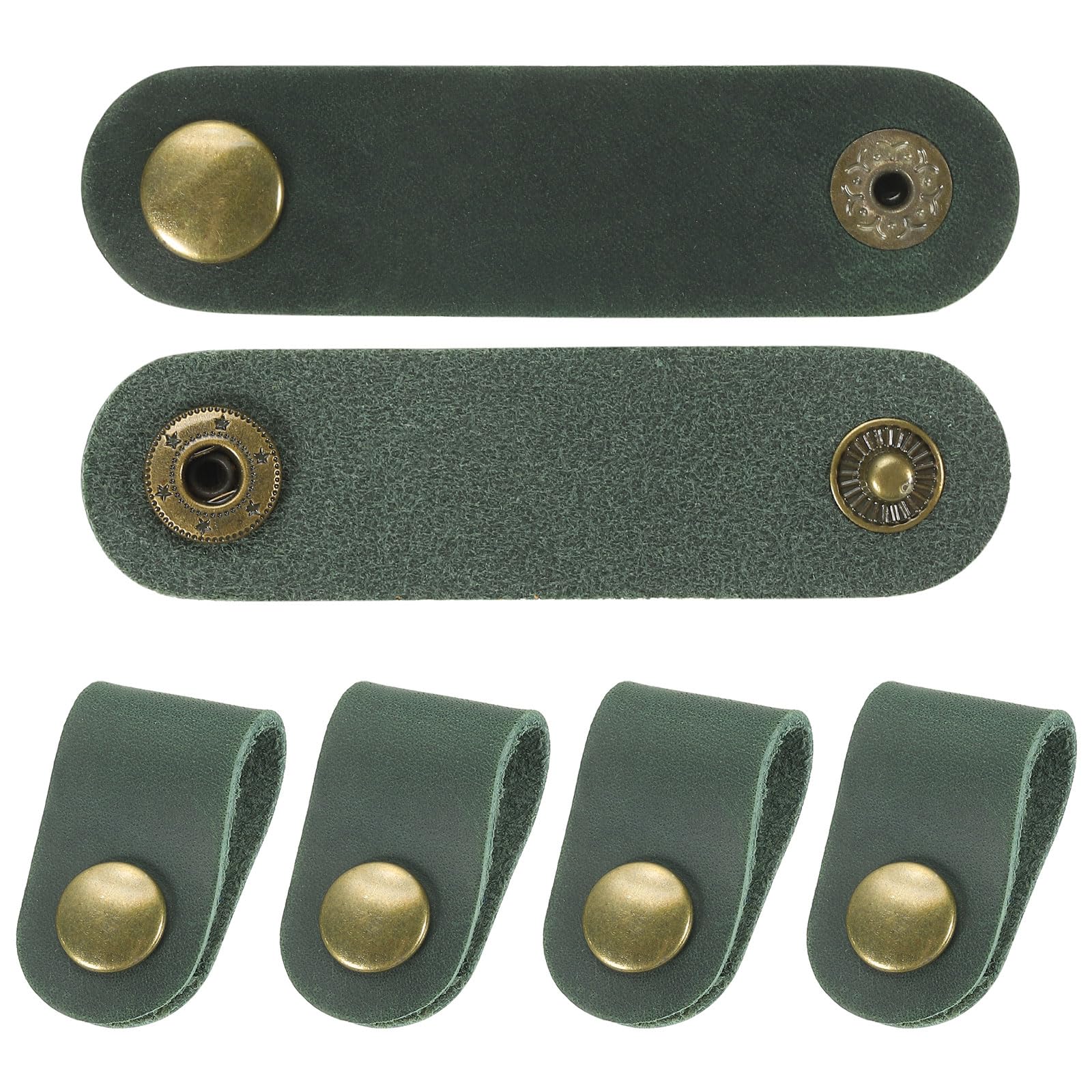 PATIKIL Leather Cord Organizer, 6Pcs 8x2cm Portable Cable Leather Clips USB Holder Earphone Cord Management, Green
