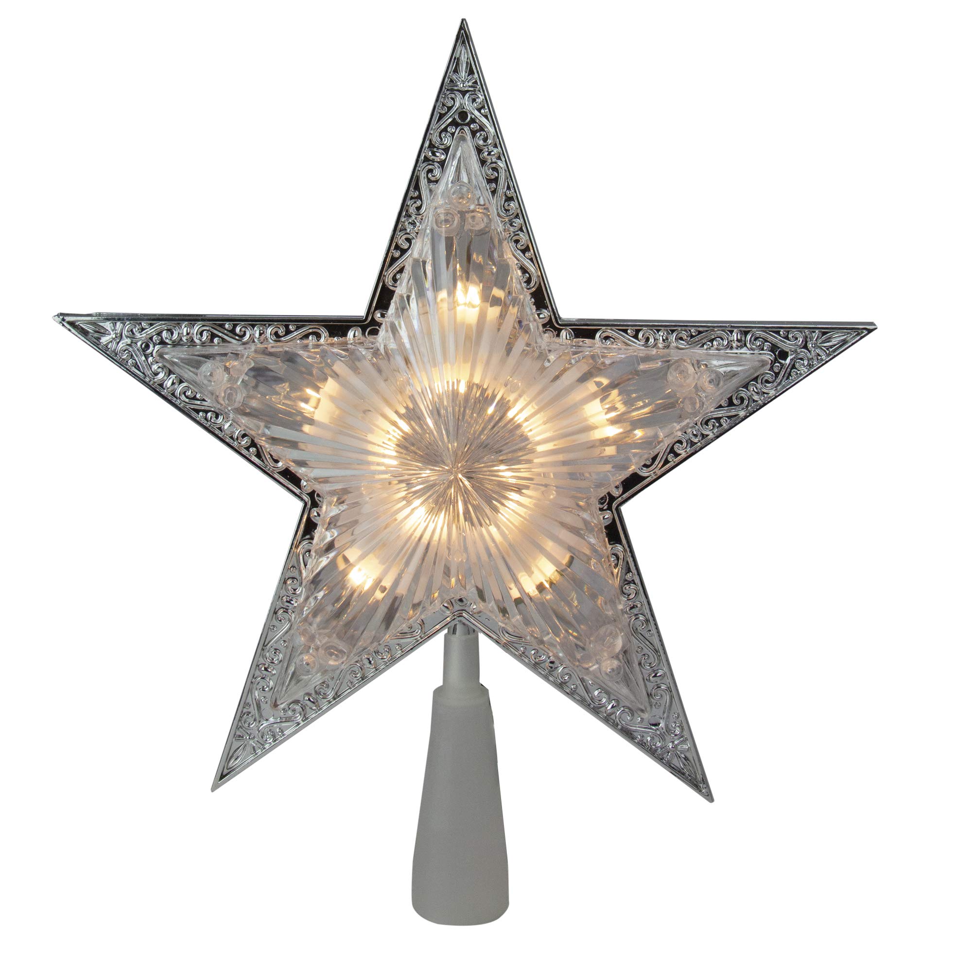 Photo 1 of 10.5" Lighted Silver Star Christmas Tree Topper - Clear Lights