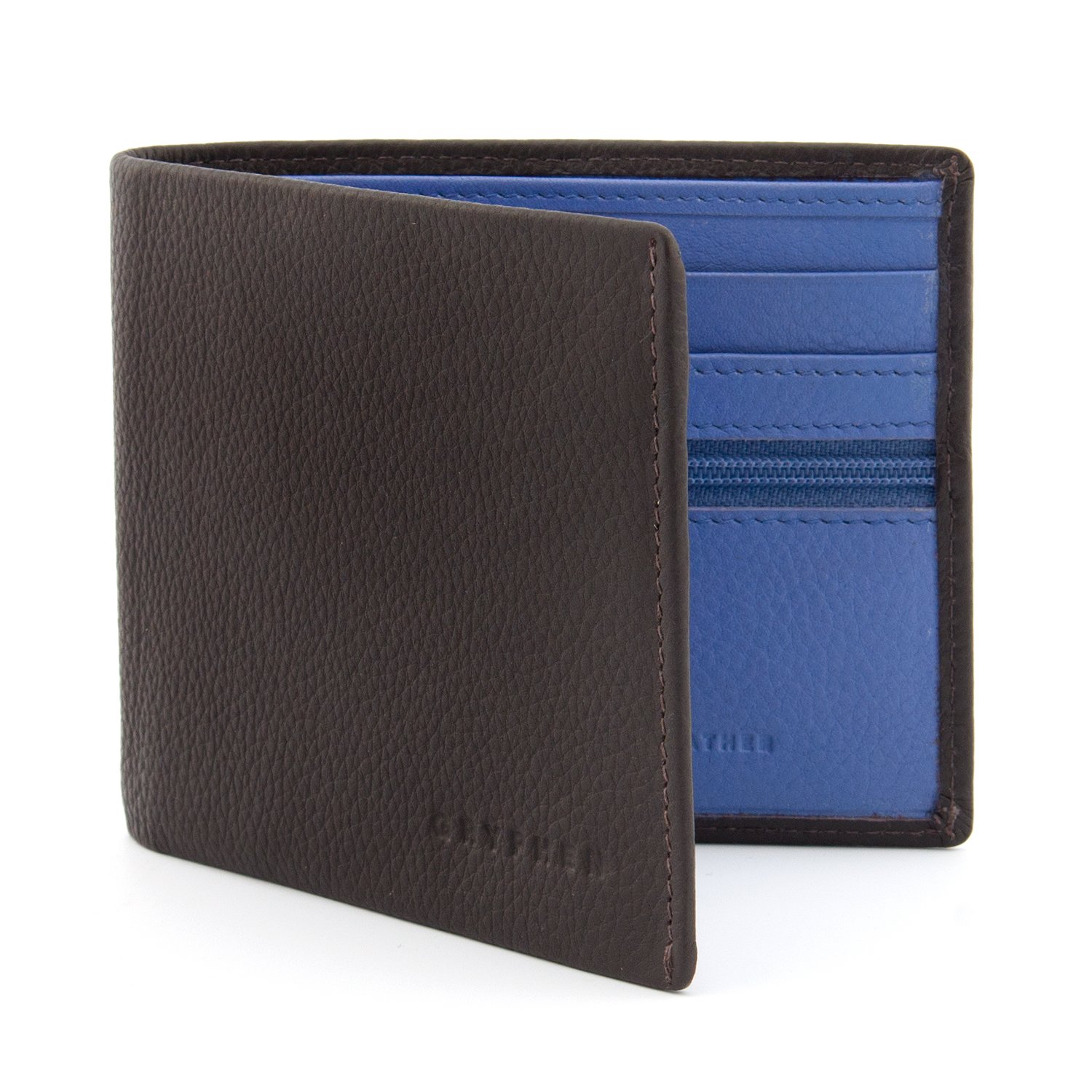 Gryphen Men's RFID Blocking Genuine Leather Wallet (Brown/Blue)