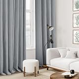 Deconovo Faux Linen Full Blackout Curtains Eyelet Energy Saving Blue Gray view 5
