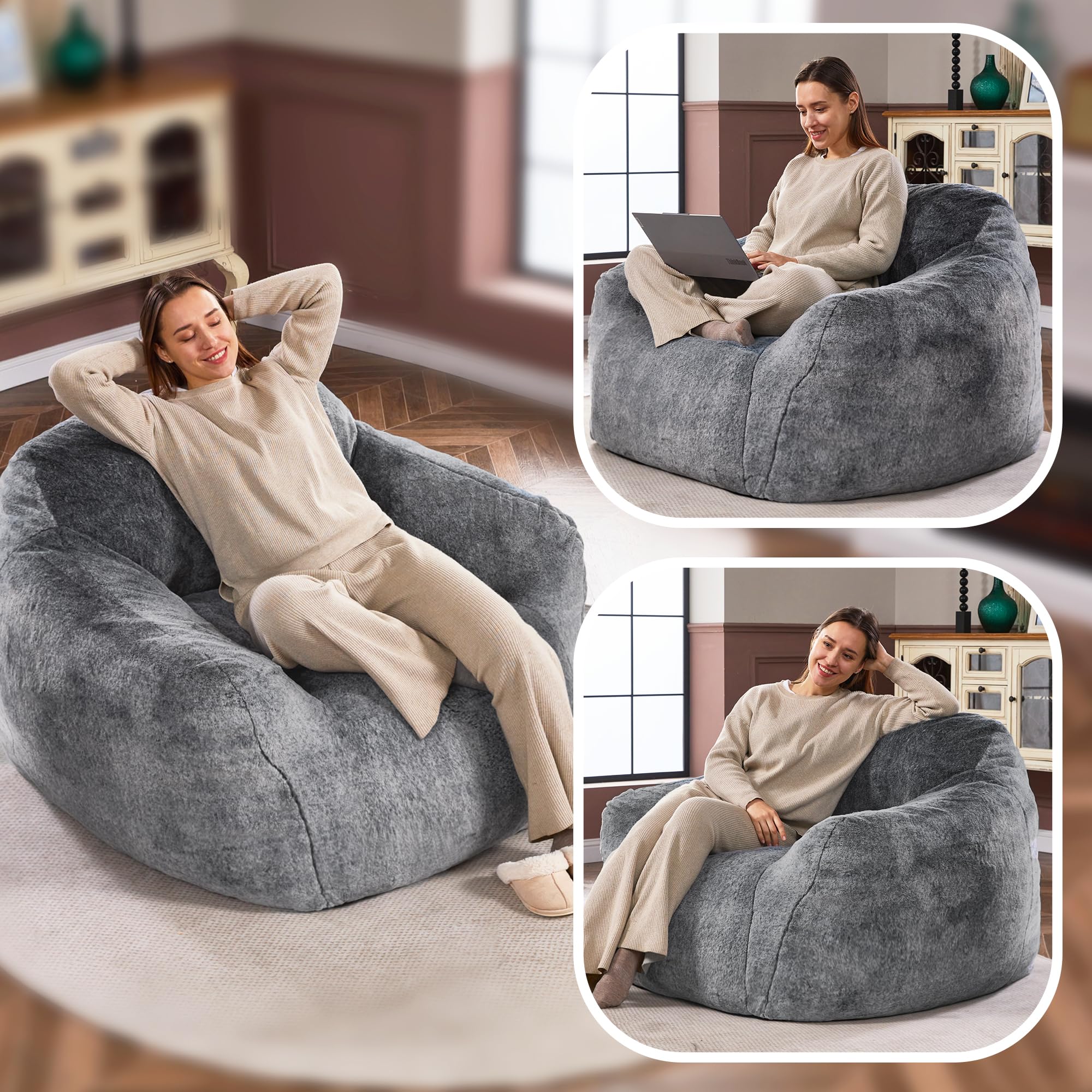 Sofa Huge Fluffy Bean Bag Sofa Chair Large Fuzzy Bean Bag Chair