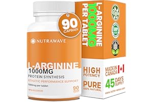 Nutrawave MAXIMUM STRENGTH 1000mg L-Arginine supplement - Arginine Nitric Oxide Booster Supplements for Men, Male Enhancing S