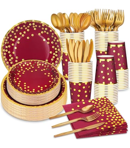 Guirlande à Pois Bordeaux Et Beige Doré - 14m Pour Mariage, Anniversaire Et Fêtes