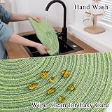 SHACOS Round Placemats Set of 6 Green Braided Woven Heat Resistant 38 cm view 5