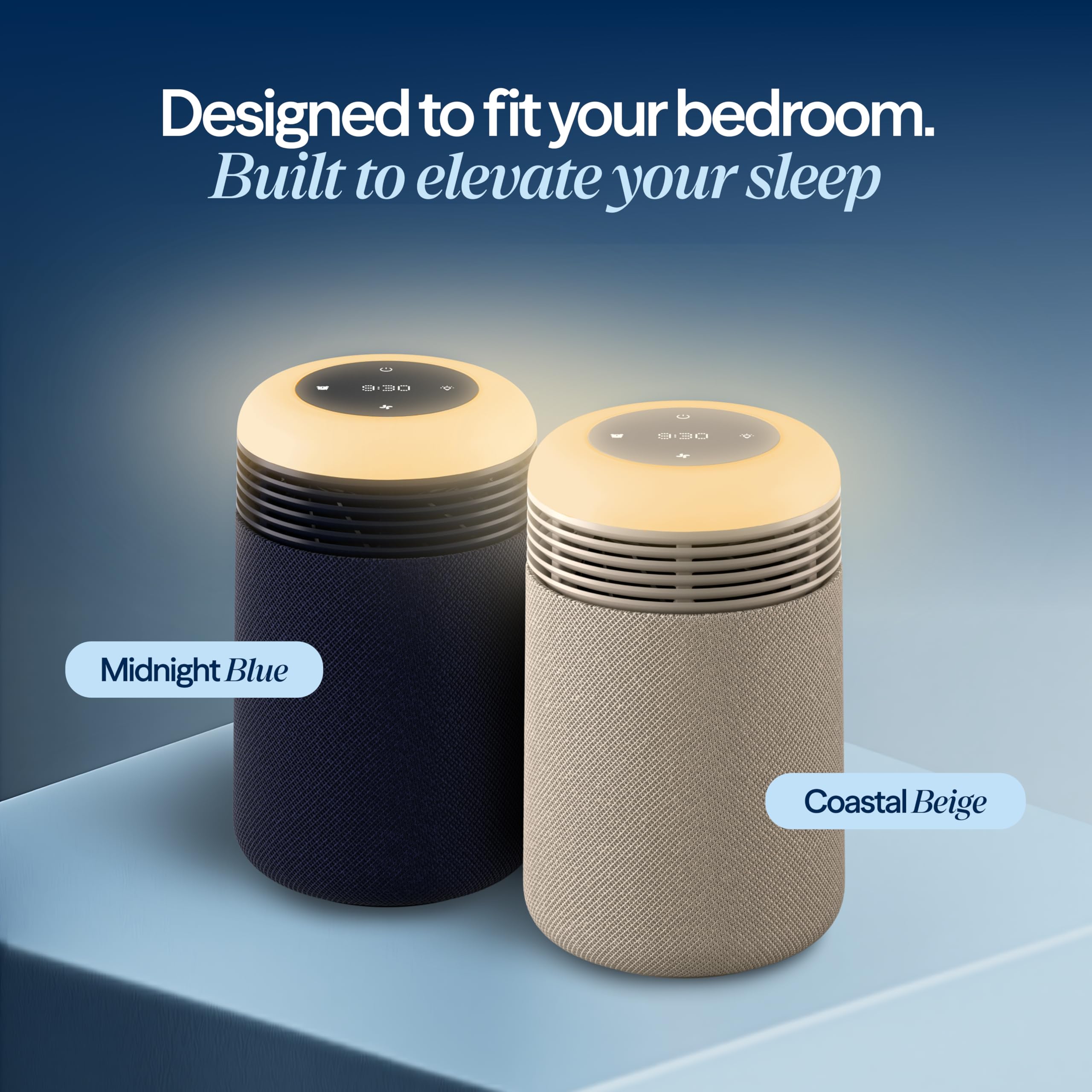 BLUEAIR Purifier for Bedroom - Mini Restful - Sunrise Clock with HEPASilent Filtration and Wake Up Light - Cleans Air and Supports Circadian Rhythm - USB-C and App Connectivity