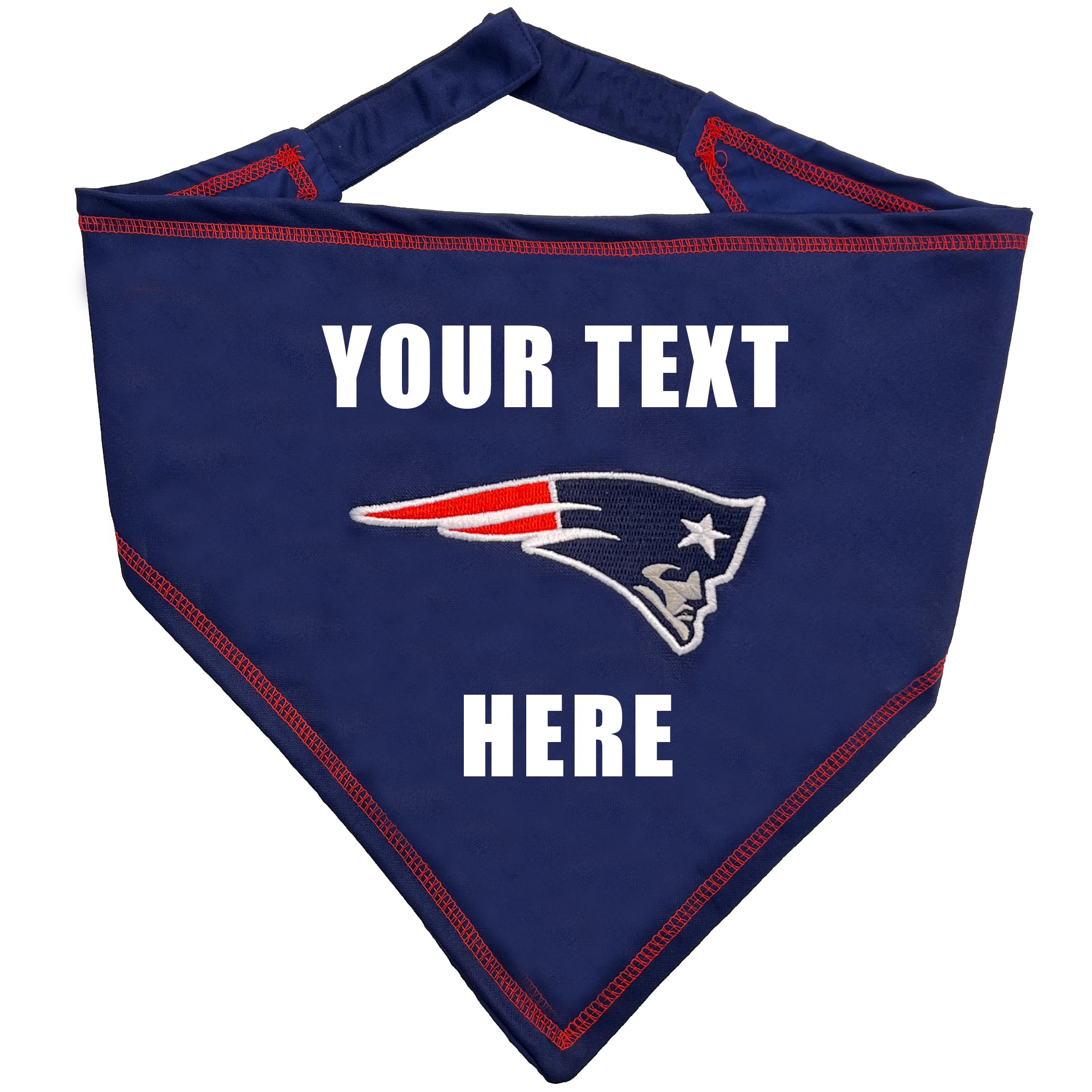 NFL New England Patriots Personalized Tie Bandana for Dogs & Cats, Size Large/X-Large. Custom Dog Bandana Scarf Bib for Pet Cat Dog. The Ultimate Game-Day & Party Customizable Bandana