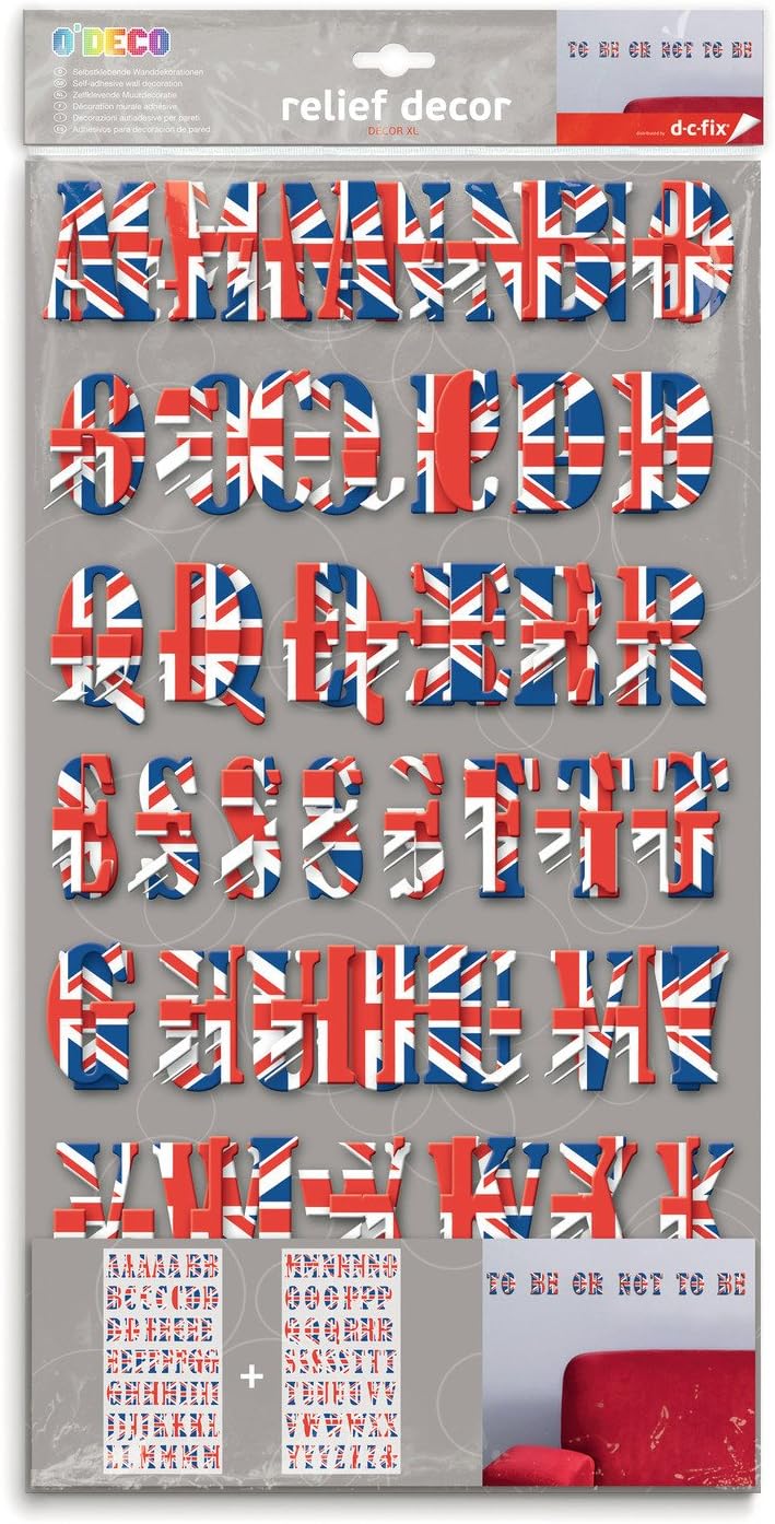 Self Adhesive Decorative 3D A-Z Alphabet Letter Wall Stickers - Union Jack Decal