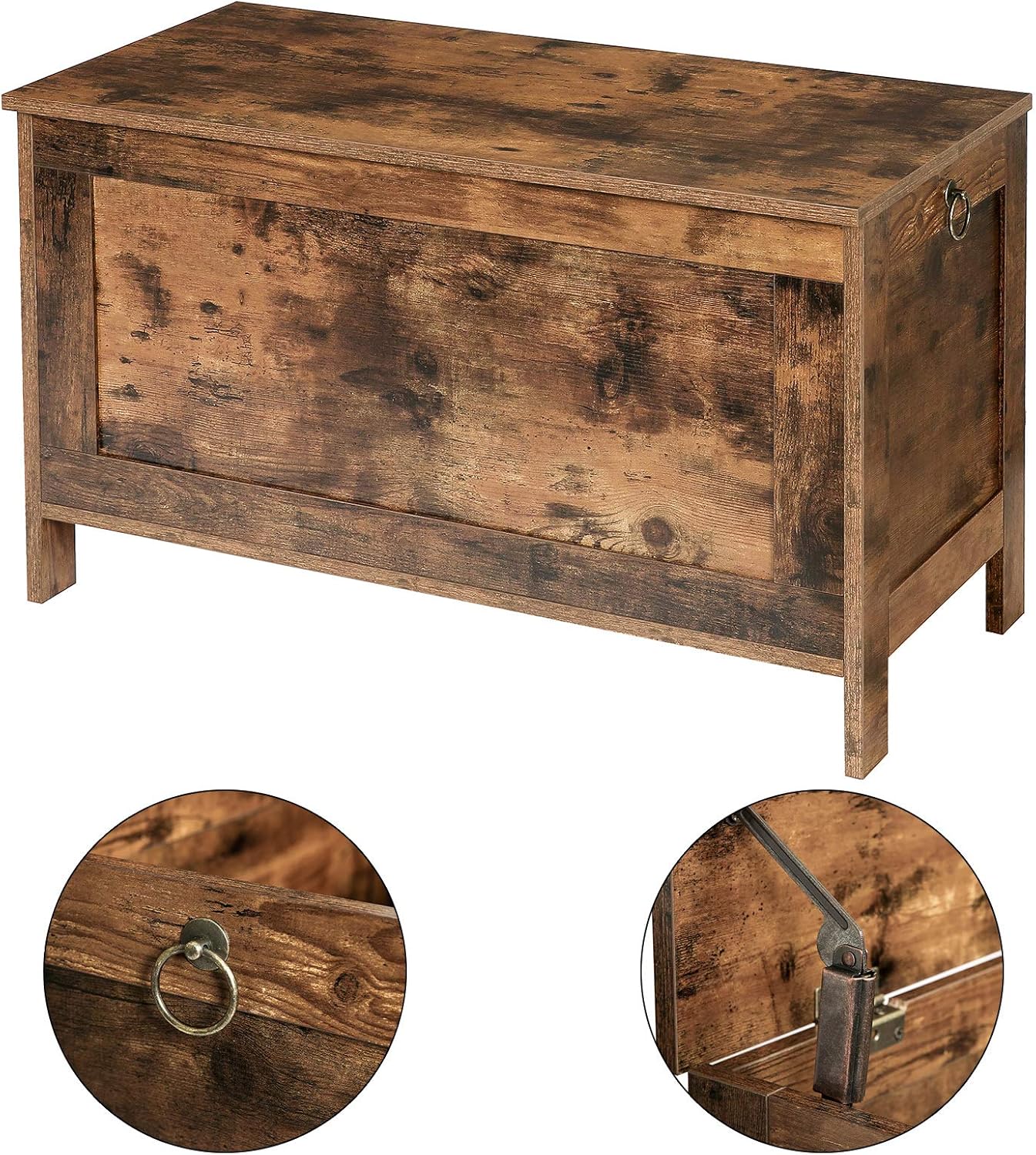 HOOBRO Storage Chest, Retro Toy Box Organizer with 2 Safety Hinge, Sturdy Entryway Storage Bench, Wood Look Accent Furniture, Easy Assembly, Rustic Brown BF75CW01: Kitchen & Dining