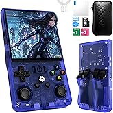 R36MAX Handheld Game Console, 40000+ Games Retro Gaming Console, 256GB TF Card Mini Retro Video Console, 4000mAh Rechargeable 4.0" IPS HD Screen Portable Pocket Arcade (Transparent Blue)