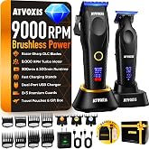 9000 RPM Brushless Motor Professional Hair Clippers Set for Men: Cordless Clippers &amp; Zero Gap Trimmers with DLC Blades LED Display Fast Charging Stands Travel Pouch Maquina Para Cortar Pelo De Hombre