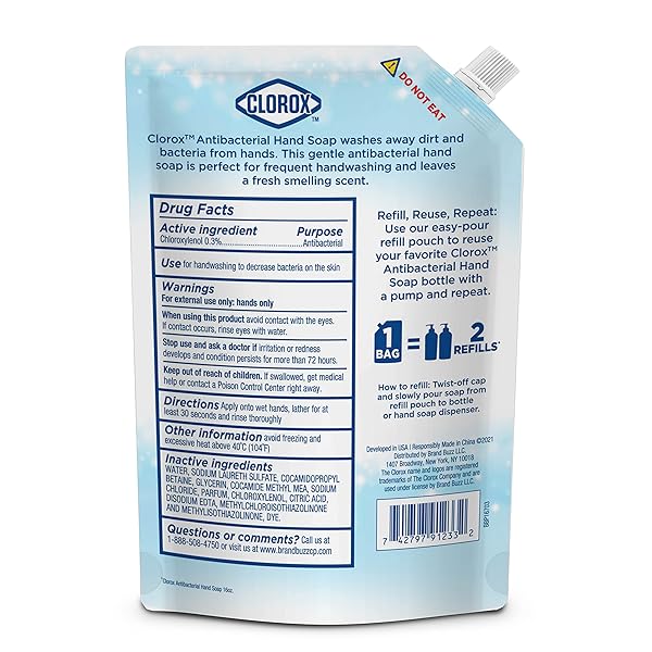 CLOROX ANTIBACTERIAL LIQUID HAND SOAP REFILL, SOOTHING ALOE SCENT – SCENTED HAND WASH, LIQUID SOAP FOR BATHROOM OR KITCHEN – WASHES AWAY DIRT FROM HANDS AND KEEPS THEM SOFT, 34 FL OZ