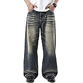 Men's Baggy Jeans Wide Leg Denim Trousers Loose Fit Hip Hop Skater Pants Y2K Streetwear Clothing Jeans