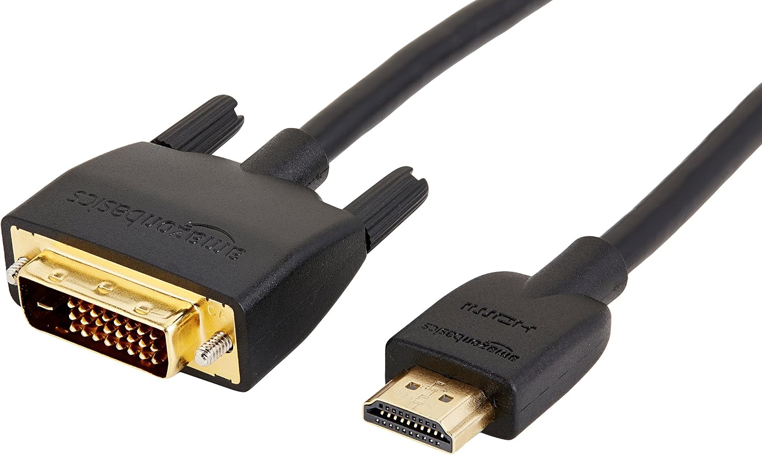 Amazon Basics HDMI-A to DVI (Male) Adapter Cable, Bi-Directional 1080P, Gold-Plated, 0.9 m, Pack of 10, Black