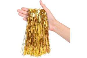 TREASURES GIFTED Gold Tinsel Strands Metallic Icicle Fringe Pack of 2000 for Holiday Christmas Tree Birthday Party Decorations New Years Eve Anniversary Bachelorette Decor