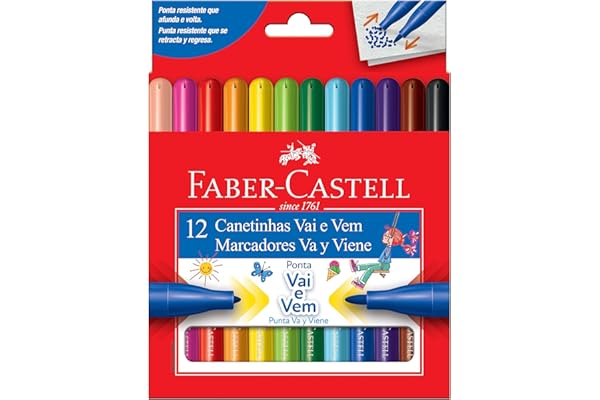 Canetinha Vai e Vem 12 Cores, Faber-Castell, 15.0112VVZF, Multicor