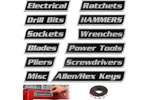 GENERIC 12 Pack of Magnetic Toolbox Labels,3D-Printed Tool Box Labels,General Tool Box Organize Accessories,Reusable Tags for Steel Toolboxes,Carts,Drawers,Cabinets(Black,Randomly 2 Letter Styles)