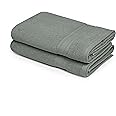 HOMEMONDE Cotton Bath Towels Grey 500 GSM Highly Absorbent Set of 2 Quick Dry Lightweight and Soft Hotel Quality 27x54 Inch