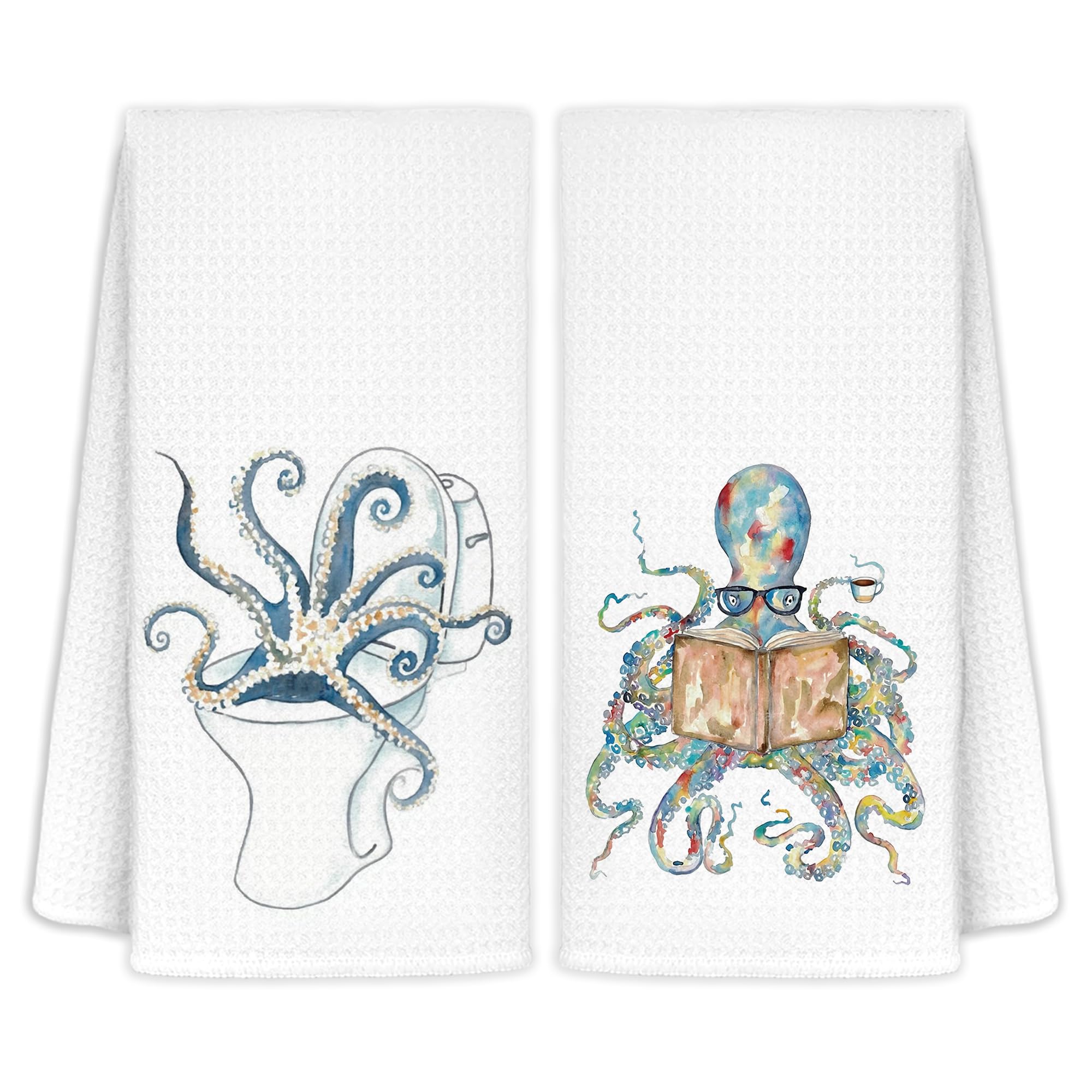 Photo 1 of Jvpke Funny Octopus Decorative Hand Towels for Bathroom Set of 2 - Octopus Gifts for Women Kids Men Her Girls Friends Teacher Adults, 16x24 in