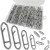 DAMIDEL 280Pcs/Box Stainless Steel Fishing Power Speed Clips (SS:100Pcs,S:100Pcs,M:60Pcs,L:20Pcs) High Strength Fishing Connector Swivels Snaps for Quick Change Lure Tackle Saltwater Freshwater