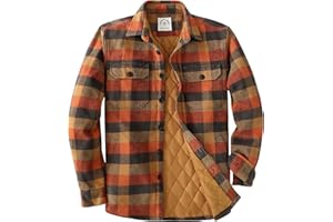 Dubinik® Mens Shacket Flannel Shirt For Men Lightweight Jacket Overshirt Warm Lined Coats Casual Plaid Long Sleeve Button