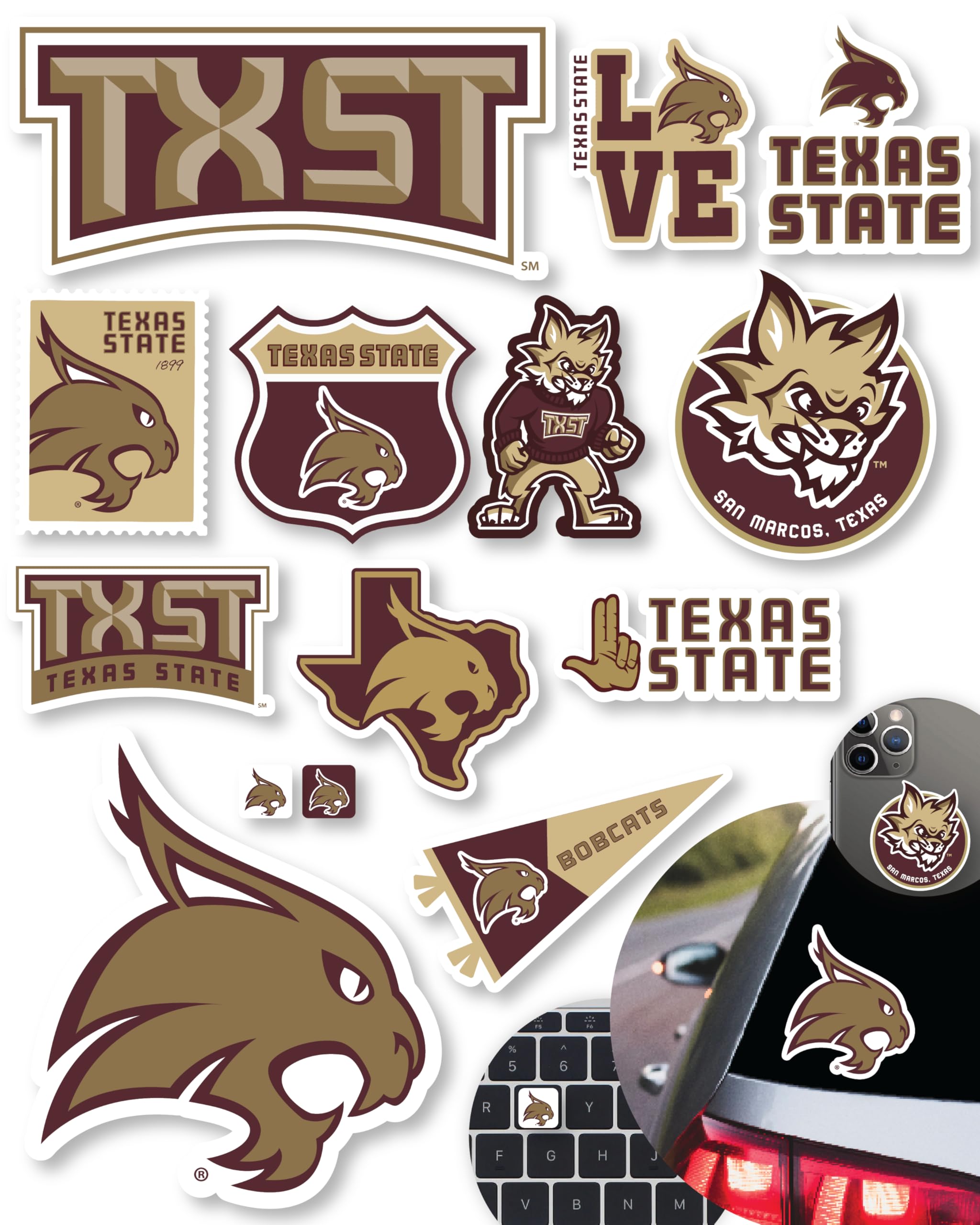 Texas State Stickers for Gift, Car, Water