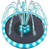 Yzert Solar Fountain Matte Panel with 4000 mAH Battery, 4W Bird Bath Fountains Solar Power with 8 Nozzles, Floating Solar Fountain Pump for Bird Bath, Garden, Pond, Outdoor (Color Change)