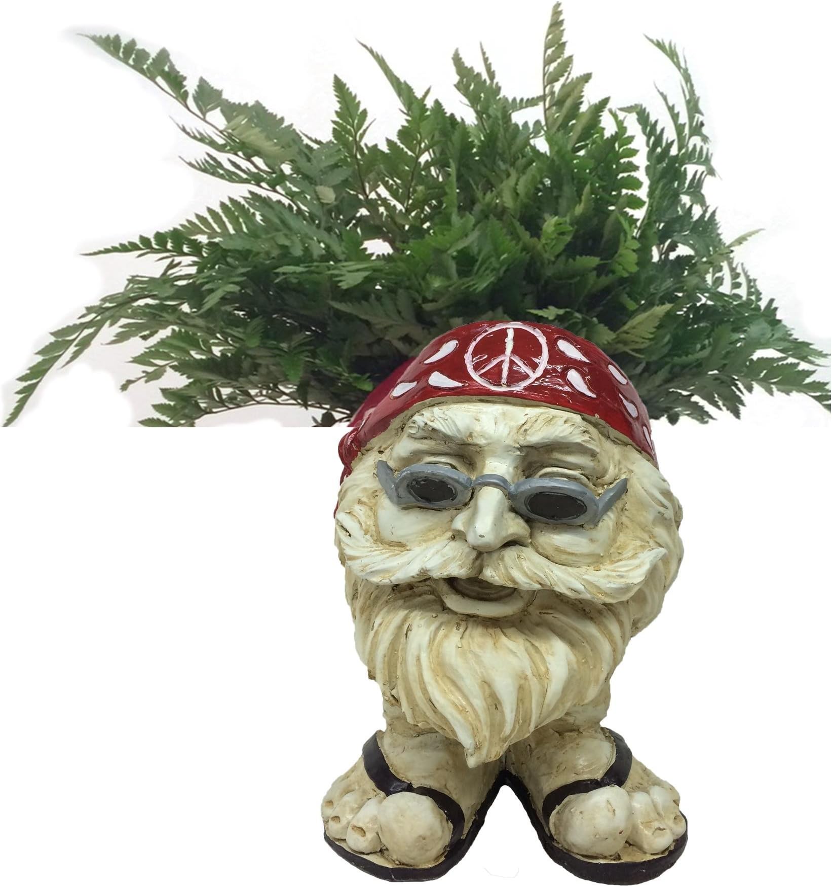Muggly Homestyles 37484 Hippie Jerry Antique White Accent 13" Face Planter Garden Statue (Holds 4" Pot)