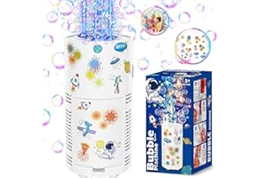 Panamalar Fireworks Bubble Machine, Kids Automatic Bubble Blower with Lights/Battery/DIY Sticker/80ml Solution, 10000+ Bubbles per Minute Electric Bubble Machine Making Toys for Outdoor Party Wedding