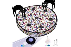 ORSDA Cat Toys, Interactive Activated Moving Ball in 7 Holes Mat, Automatic Fast Rolling Ball, Hide and Seek Toys for Indoor Cats, Exercise Kicker Mouse Catching Game