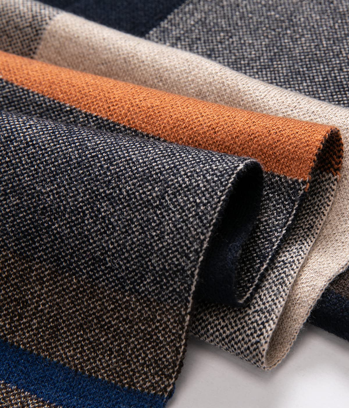 Villand Australian Merino Wool Tartan Knitted Scarf for Men, Plaid Winter Warm Thick Soft Neckwear with Gift Box