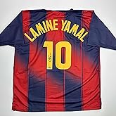 Facsimile Autographed Lamine Yamal #10 FC Barcelona Blue/Red Reprint Laser Auto Soccer Jersey Size Men's XL