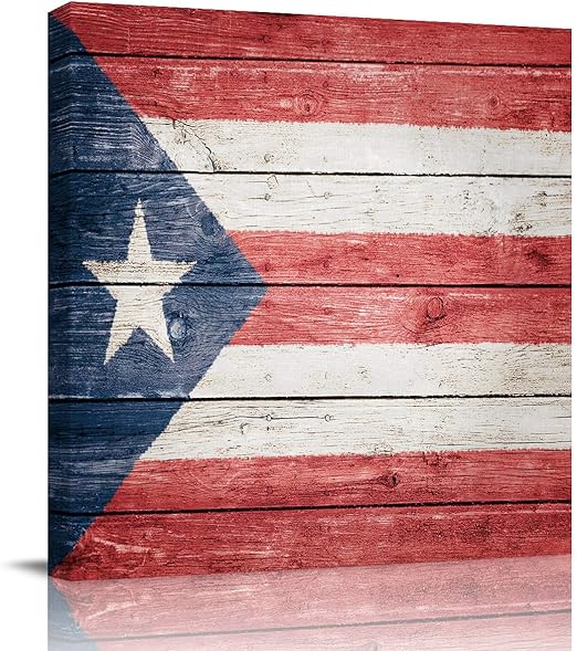 Amazon Com Canvas Print Wall Art Puerto Rico Flag Stretched And