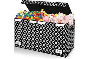 Meerainy Large Toy Storage Box with Lid,Sturdy Toys Storage Chest Bin Organizer for Kids,Boys,Girls,Stuffed Animal Storage for Living Room Area 25"x13" x16"