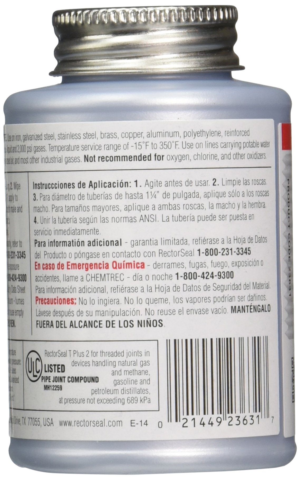 Rectorseal 23631 1/4 Pint Brush Top T Plus 2 Pipe Thread Sealant Buy