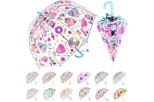 Wxjiahetai Kids Clear Bubble Umbrella Transparent Dome See Through Child Umbrellas for Rain Boys Girls with Pinch-Proof Closure and Easy-Grip Hook Handle