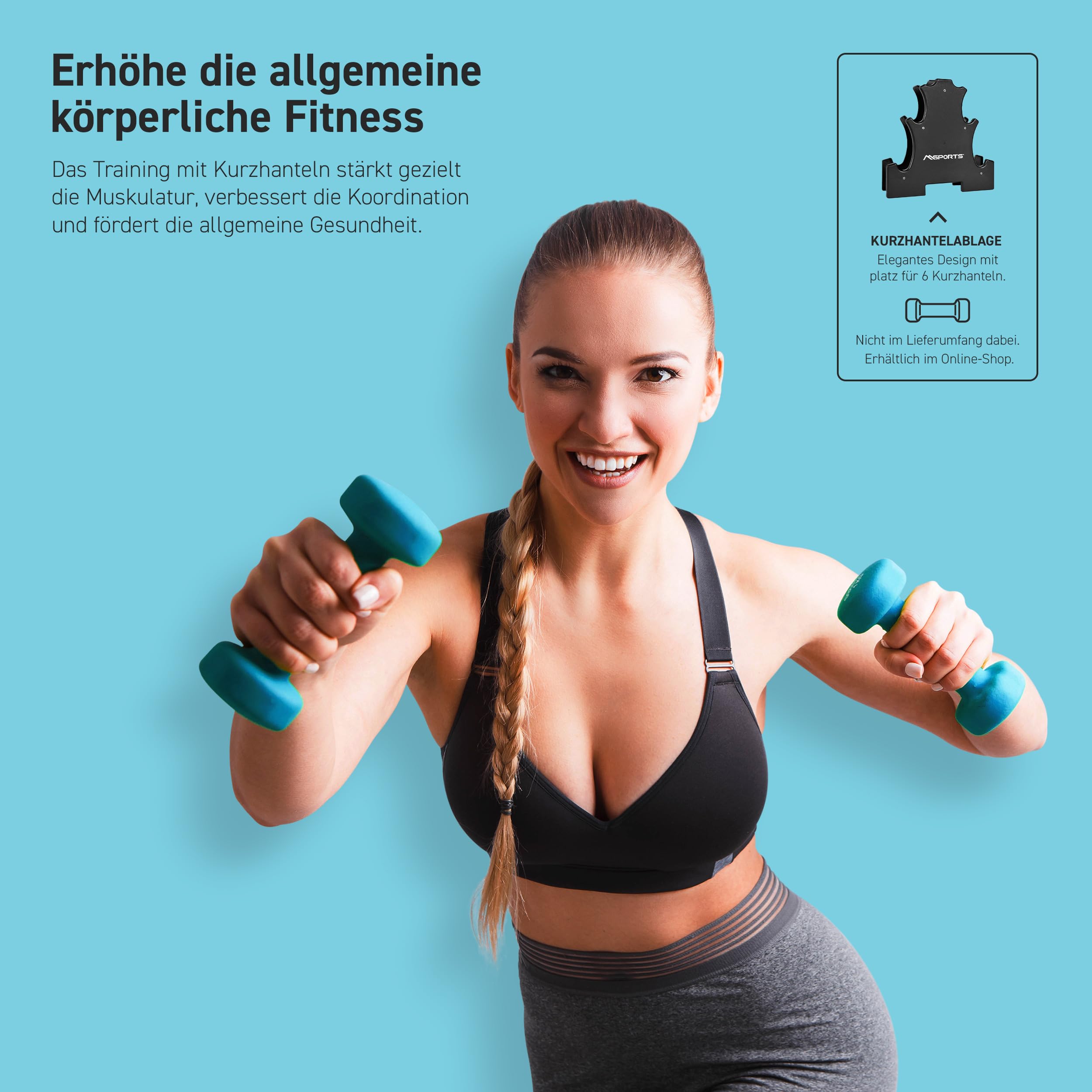 MSPORTS Hanteln Set Premium 0,5-5 kg Kurzhanteln Paar inkl. Übungsposter und Workout App - Calisthenics Equipment | 3 kg - Hantelset 7