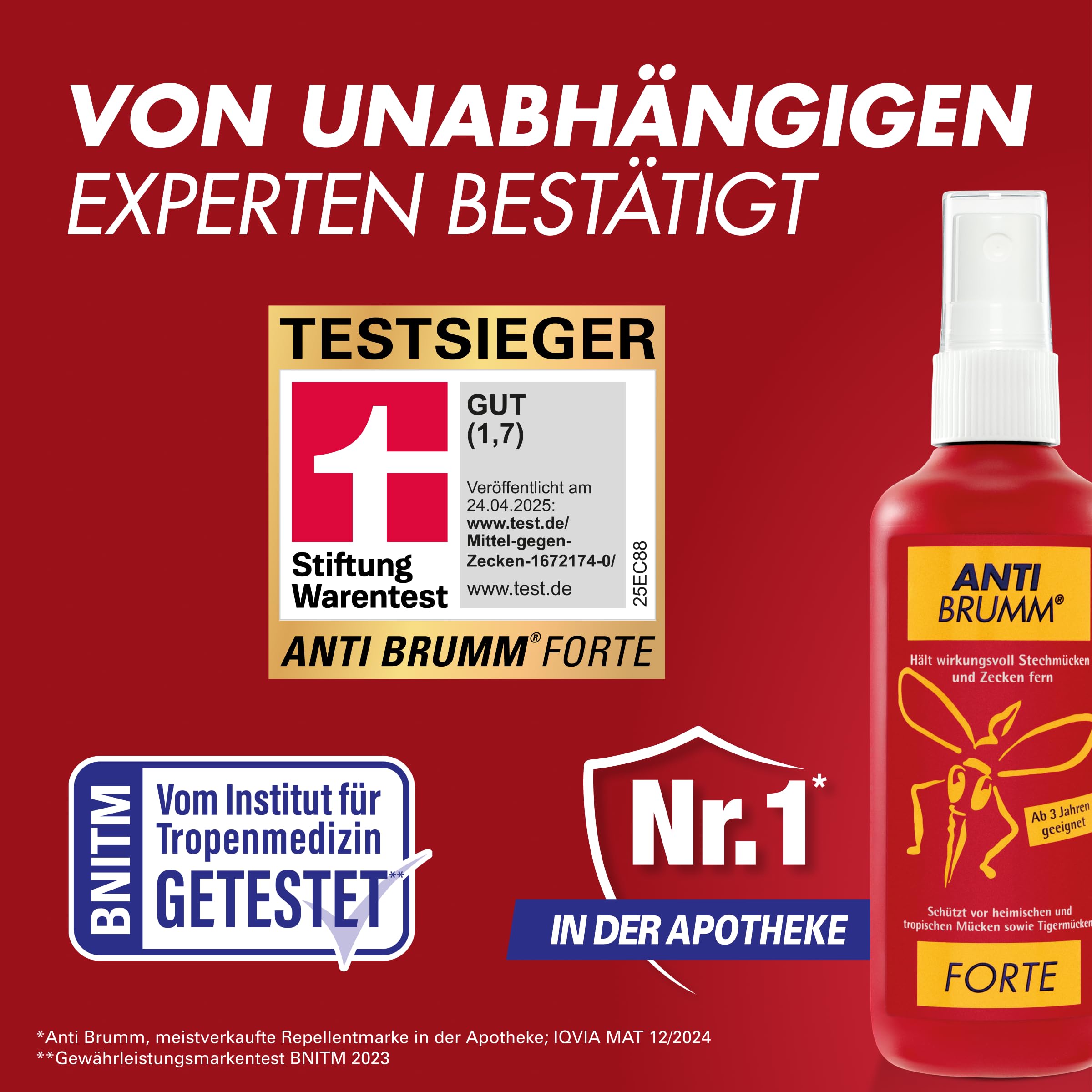 Anti Brumm Forte Reisebundle, Pumpspray 150 ml+Flugbeutel: Insekten-Repellent für effektiven Schutz gegen Mücken und Zecken, Mückenspray mit DEET 3