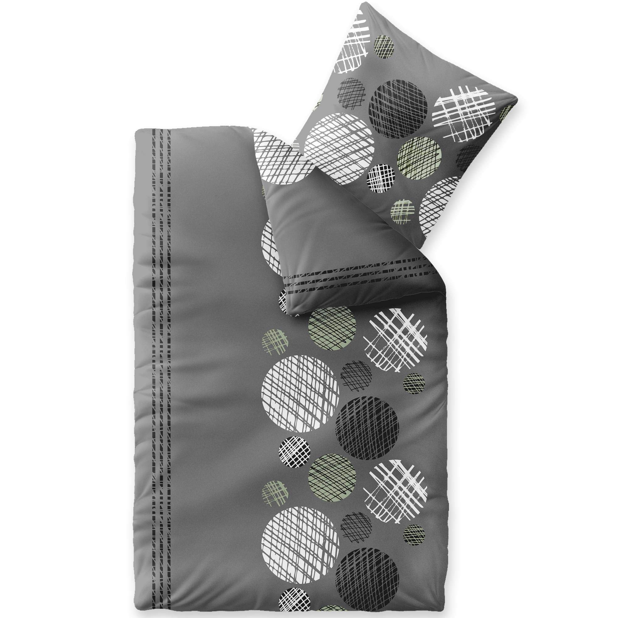aqua-textil Trend 2-Piece Bed Linen 135 x 200 cm Cotton Duvet Cover Ciara Polka Dots Stripes Grey Anthracite White