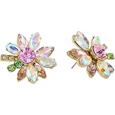 Betsey Johnson Mixed Stone Flower Stud Earrings