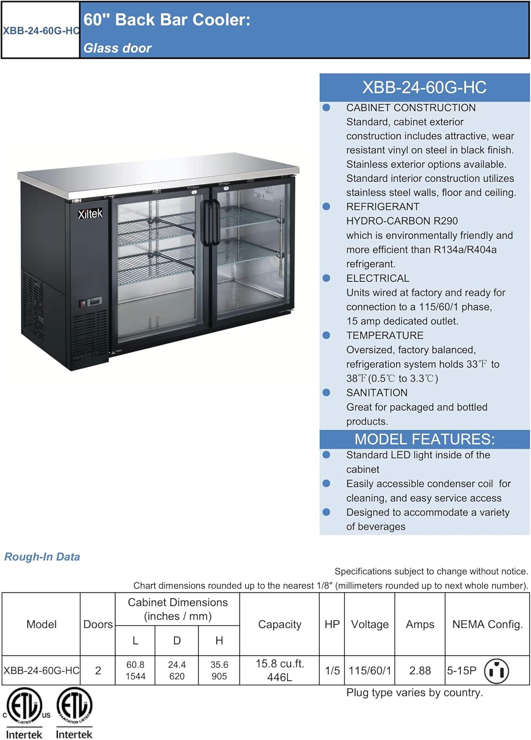 Amazon Com New Xiltek 60 Two Glass Door Back Bar Beer Cooler Refrigerator Appliances
